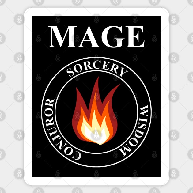 Mage Fantasy RPG Class Fire Magic T-shirt Sticker by AgemaApparel